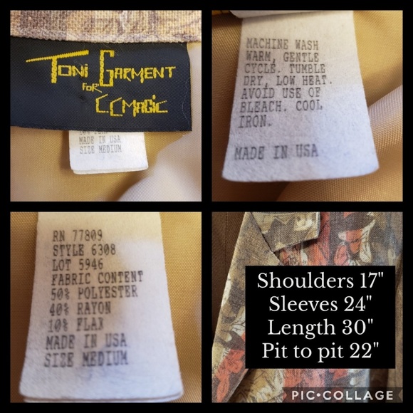 TONI GARMENT FOR CC MAGIC VINTAGE BLAZER M - Picture 7 of 7